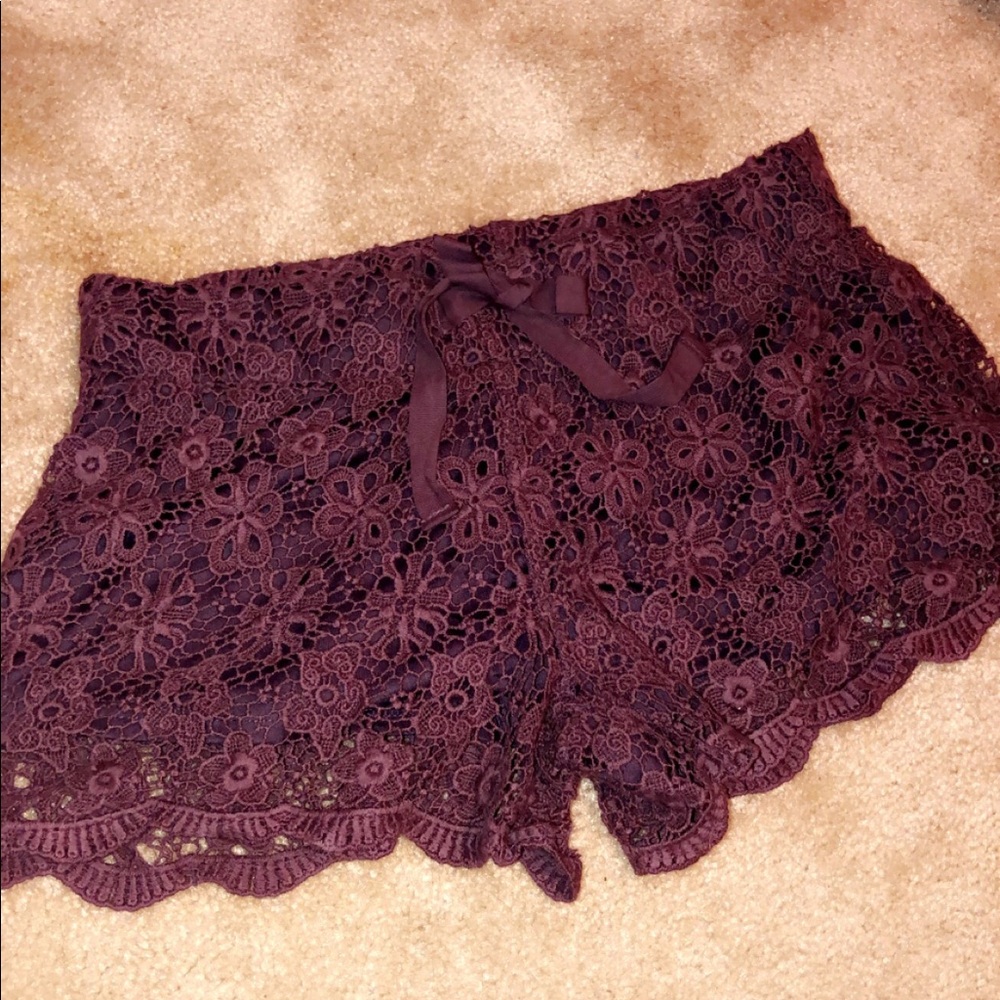 Purple lace shorts